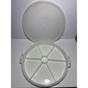 Vintage Tupperware White Party Susan Divided Vegetable Relish Tray w Lid‎ #224-9